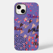 Personalisierte Lila Herzfrequenz iPhone 14 Fall Case-Mate iPhone Hülle (Rückseite)