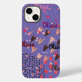 Personalisierte Lila Herzfrequenz iPhone 14 Fall Case-Mate iPhone 14 Hülle