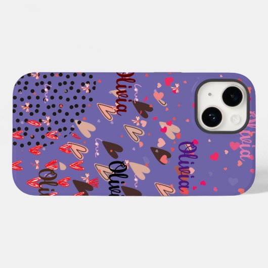 Personalisierte Lila Herzfrequenz iPhone 14 Fall Case-Mate iPhone Hülle (Rückseite (Horizontal))