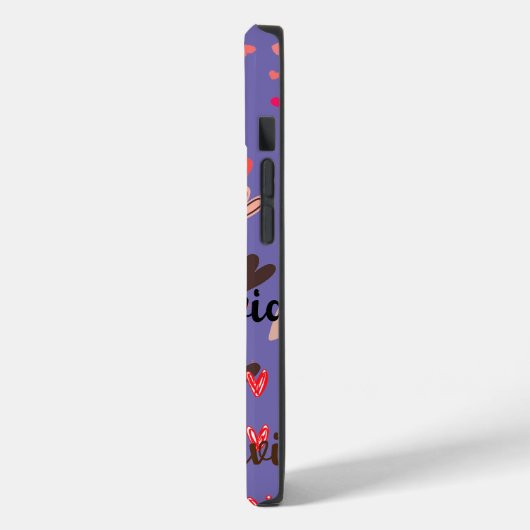 Personalisierte Lila Herzfrequenz iPhone 14 Fall Case-Mate iPhone Hülle (Rückseite / Links)