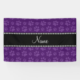 Personalisierte lila Hundetatzennamensdrucke Banner