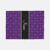 Personalisierte lila Hundetatzennamensdrucke Fleecedecke (Vorderseite (Horizontal))