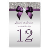 Personalisierte Lila Imitate Bow Silver Sequenzen Tischnummer (Rückseite)