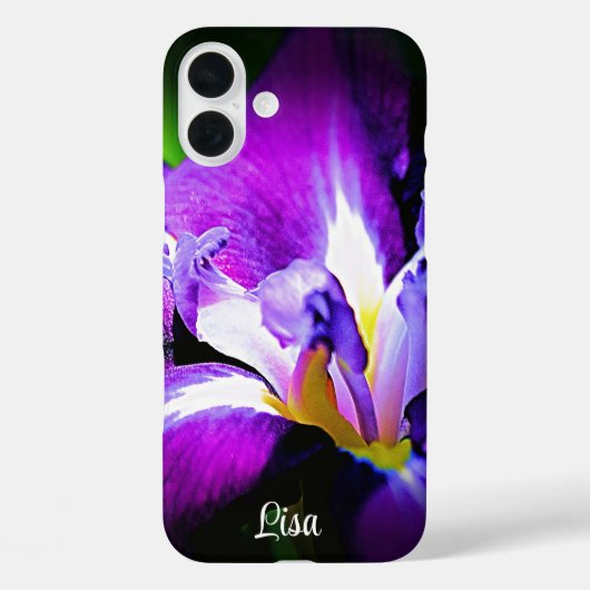 Personalisierte Lila Iris Blume iPhone Case (Rückseite)