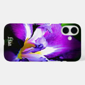 Personalisierte Lila Iris Blume iPhone Case (Rückseite (Horizontal))