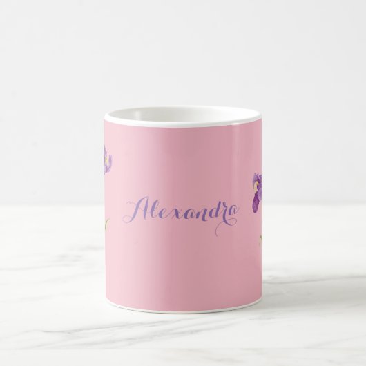 Personalisierte Lila Iris-Tasse Kaffeetasse (Mittel)