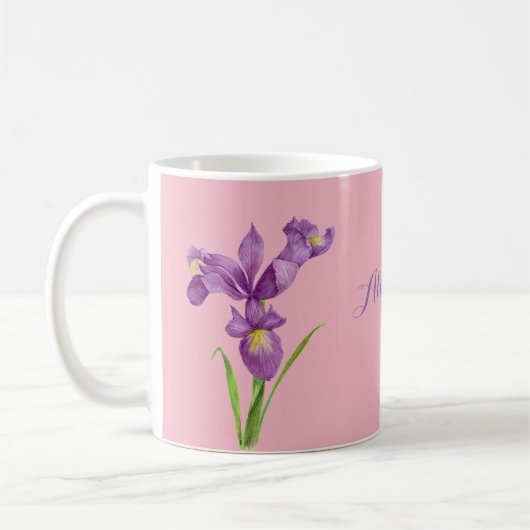 Personalisierte Lila Iris-Tasse Kaffeetasse (Links)