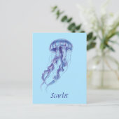 Personalisierte Lila Jellyfish-Illustration Postkarte (Stehend Vorderseite)