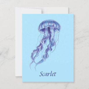 Personalisierte Lila Jellyfish-Illustration Postkarte
