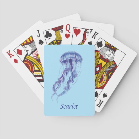 Personalisierte Lila Jellyfish-Illustration Spielkarten (Rückseite)