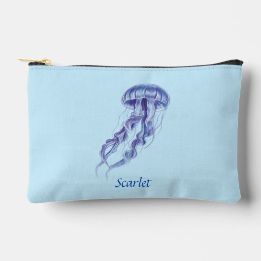Personalisierte Lila Jellyfish-Illustration Zubehörtasche (Vorderseite)