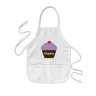 Personalisierte lila Kuchen-Schürze Kinderschürze