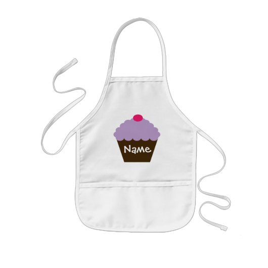 Personalisierte lila Kuchen-Schürze Kinderschürze (Vorne)