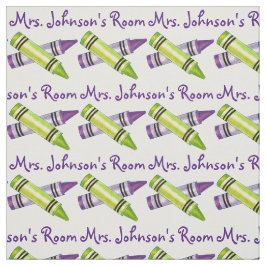 Personalisierte Lila Kunstradlehrerin in Crayons Stoff
