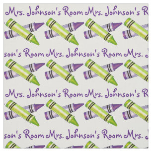 Personalisierte Lila Kunstradlehrerin in Crayons Stoff