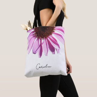 Personalisierte lila Lavendel-Echinacea-Blume Tasche