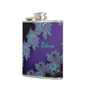 Personalisierte lila Leute-bitte Fraktal-Flasche Flachmann (Links)