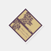 Personalisierte Lila Lilie Damask Style Serviette (Ecke)
