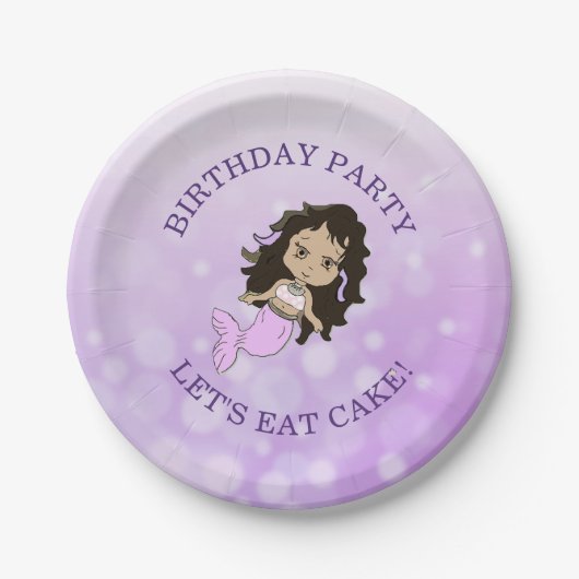 Personalisierte Lila Mermaid Birthday Cake Teller (Vorderseite)