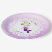 Personalisierte Lila Mermaid Geburtstags-Teller Pappteller (Schrägansicht)