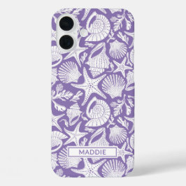 Personalisierte lila Muscheln iPhone 16 Plus Hülle