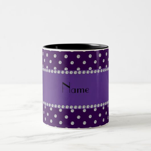 Personalisierte lila Namensdiamanten Zweifarbige Tasse (Mittel)
