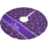 Personalisierte lila Namensschmetterlinge Polyester Weihnachtsbaumdecke (Schrägansicht)