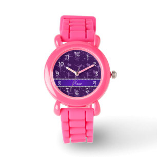 Personalisierte lila Namenszahl Skaten Armbanduhr
