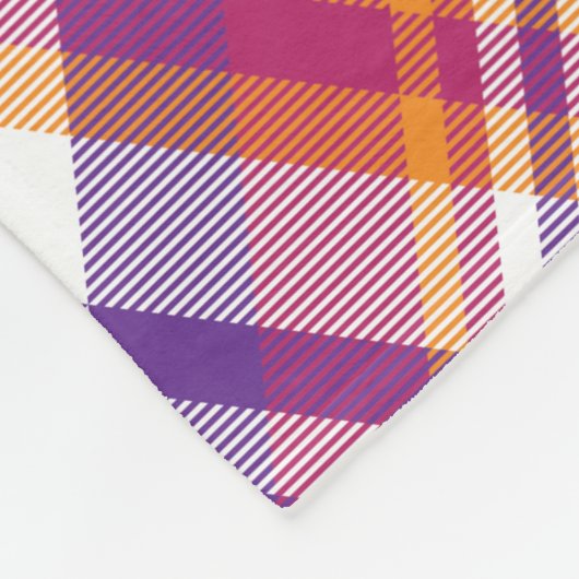 Personalisierte Lila, orange und weiße Karierte Bl Fleecedecke (Ecke)