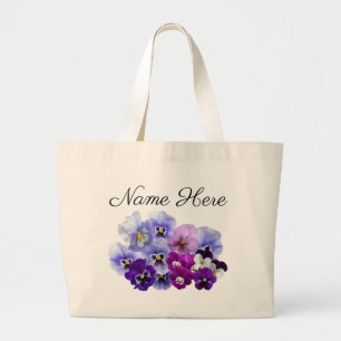 Personalisierte Lila Pansy Tote Bag Jumbo Stoffbeutel