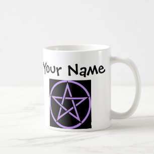 Personalisierte lila Pentagram-/Pentagramm Wiccan Kaffeetasse