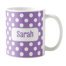 Personalisierte Lila Polka Dot Tasse