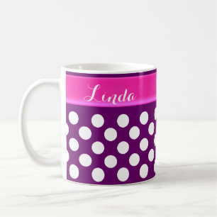 Personalisierte lila Polka-Punkt-Kaffee-Tasse w Kaffeetasse