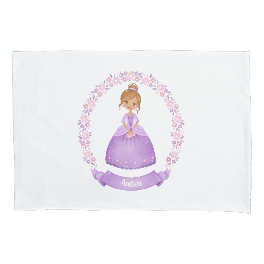 Personalisierte Lila Princess Pillowcase Kissenbezug (Vorderseite)