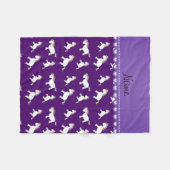 Personalisierte lila Regenbogen Namensunicorns Fleecedecke (Vorderseite (Horizontal))