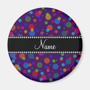 Personalisierte lila Regenbogenpolkanamenspunkte Magnet
