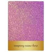 Personalisierte Lila Rosa Glitzer Glitzern Imitate Klemmbrett (Rückseite)