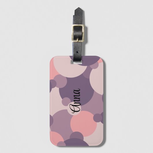 Personalisierte lila-rosa Moleküle Gepäckmarke Gepäckanhänger (Vorderseite Vertikal)