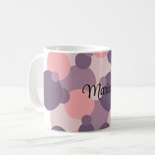 Personalisierte lila-rosa Moleküle Kaffeetasse (Vorderseite Links)