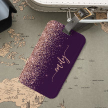 Personalisierte lila Rosen-Gold-Glitter-Unterschri