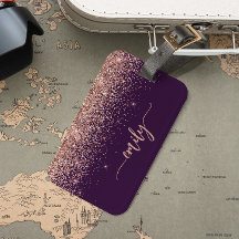 Personalisierte lila Rosen-Gold-Glitter-Unterschri