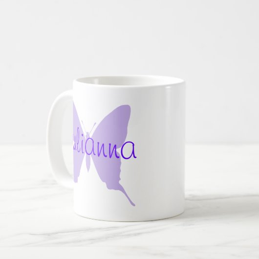 Personalisierte Lila Schmetterlingsform Kaffeetasse (Vorderseite Links)