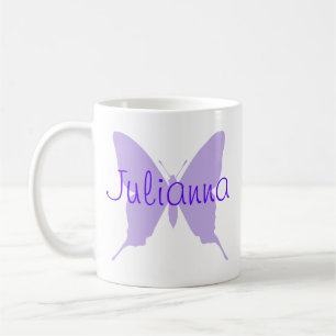 Personalisierte Lila Schmetterlingsform Kaffeetasse