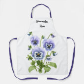Personalisierte lila Stiefmütterchen Blumen Botani Schürze (Vorderseite)