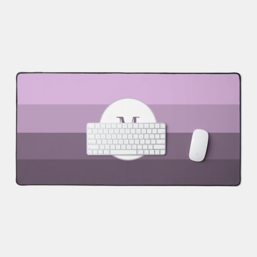 Personalisierte Lila Streifen Monogramm Schreibtischunterlage (Tastatur & Maus)