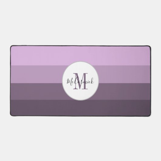 Personalisierte Lila Streifen Monogramm Schreibtischunterlage (Vorderseite)