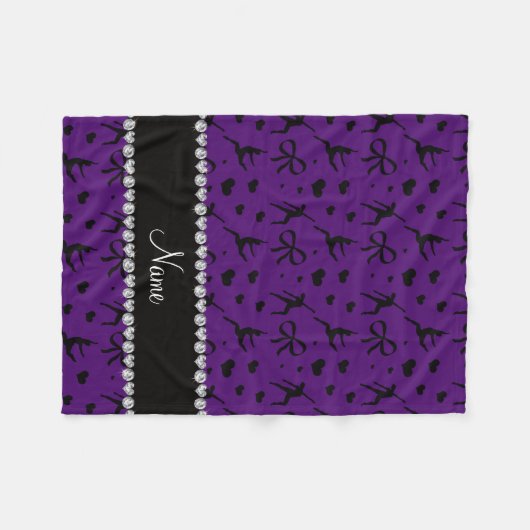 Personalisierte lila Tanzenherznamensbögen Fleecedecke (Vorderseite (Horizontal))