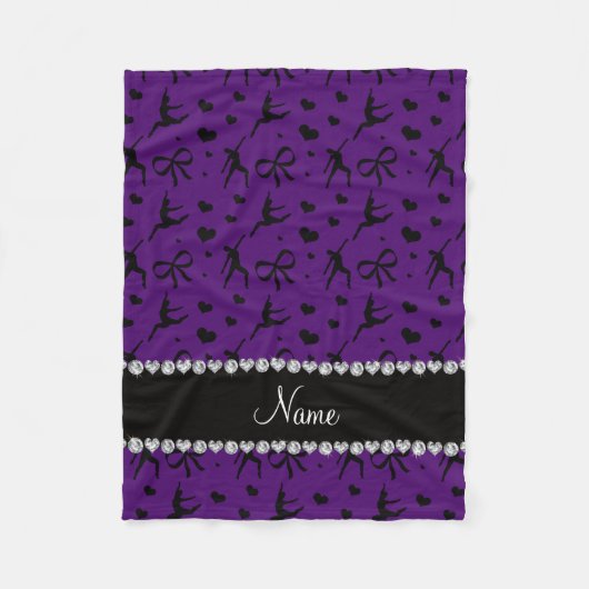 Personalisierte lila Tanzenherznamensbögen Fleecedecke (Vorderseite)