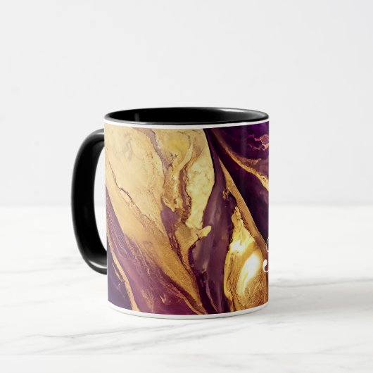 Personalisierte Lila Tasse und Goldmarmor (Vorderseite Links)