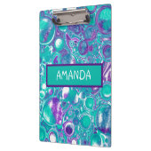 Personalisierte Lila und aquamarine Marmorflüssigk Klemmbrett (Links)